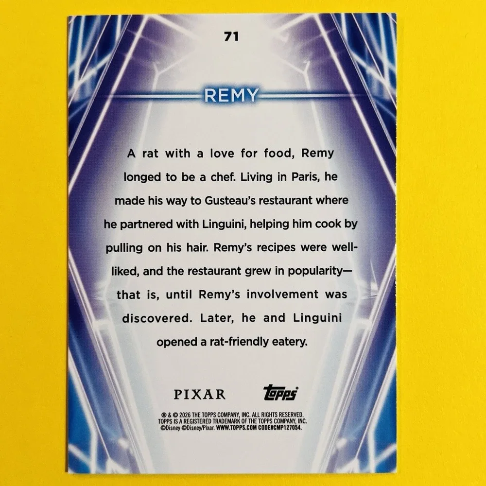 2026 Topps Disney Neon Remy‎ #71 Rainbow Refractor Pixar